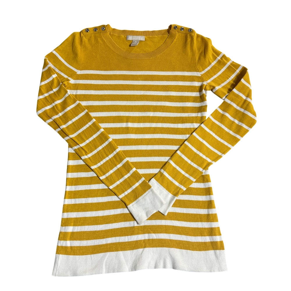 Banana Republic Cotton Wool Blend Sweater Medium Mustard Career Office Old Money